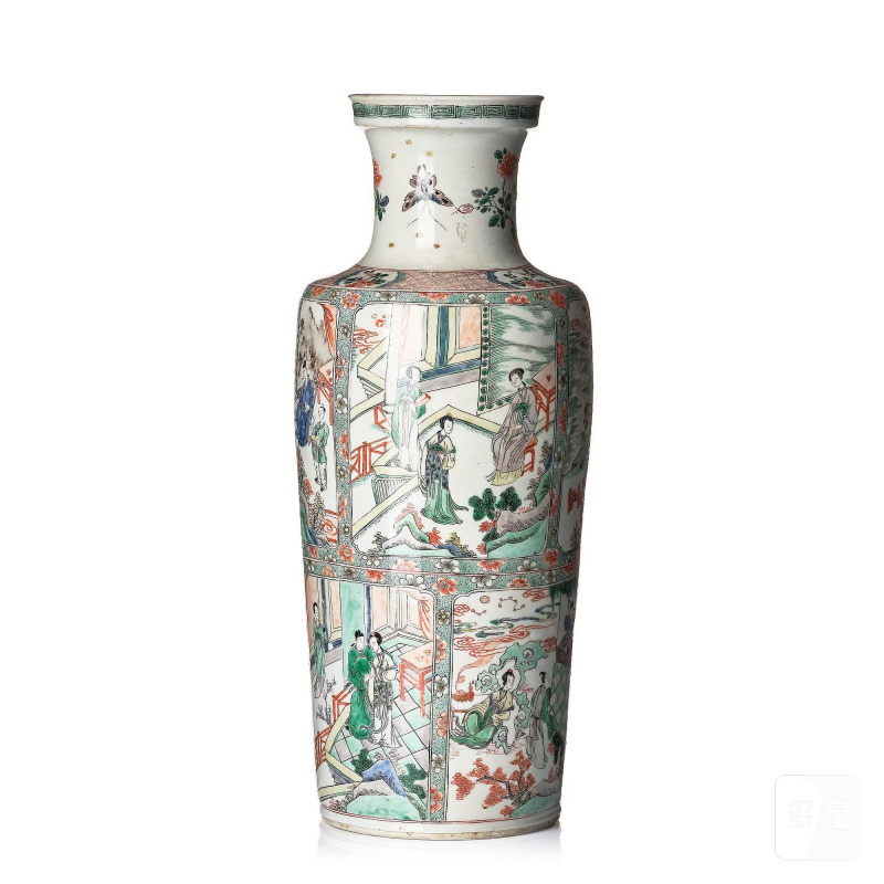 A famille verte roleau vase,
